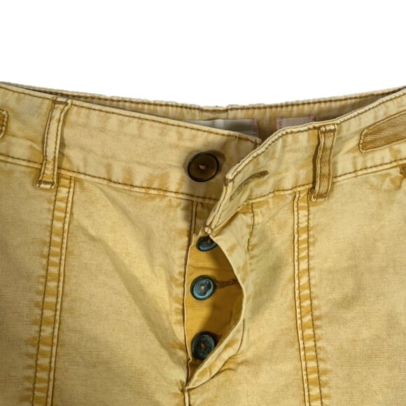 Anthropologie Hei Hei Mustard Yellow Button Fly Distressed Chino Shorts Size 27 - Picture 3 of 4